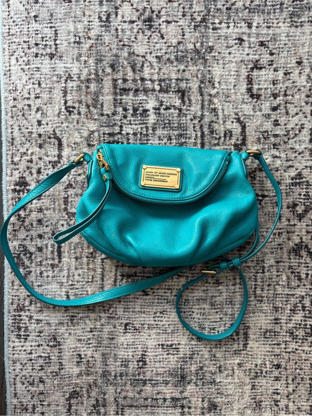 Marc by Marc Jacobs Turquoise Leather Crossbody Bag with Gold Hardware